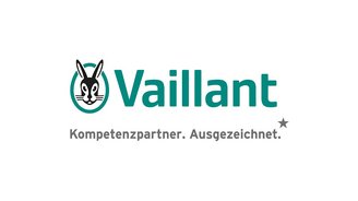Ein minimalistisches Logo von Vaillant mit einem Hasen und dem Slogan, der die Kompetenz des Unternehmens betont.